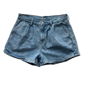 AE American Eagle Denim Jean Mom Short Blue Size 8 High Waist